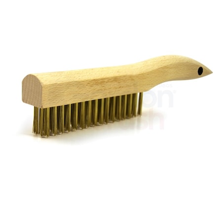 Gordon Brush 4 x 16 Row 0.012 Brass Wire and Wood Shoe Handle Scratch Brush, PK12 444BG